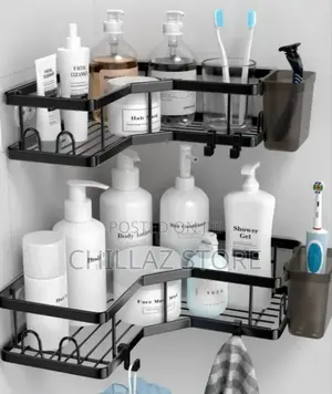Double Metallic Bathroom Shelf Rack