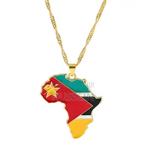 New National Map Flag Necklace Zambia Uganda Liberia