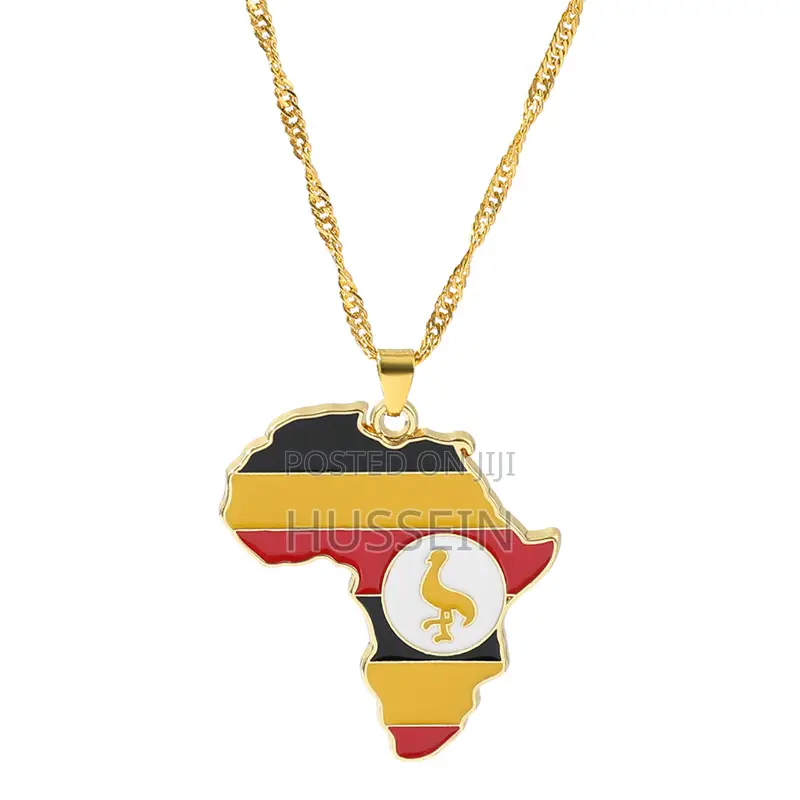 New National Map Flag Necklace Zambia Uganda Liberia