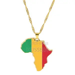 New National Map Flag Necklace Zambia Uganda Liberia