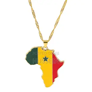 New National Map Flag Necklace Zambia Uganda Liberia