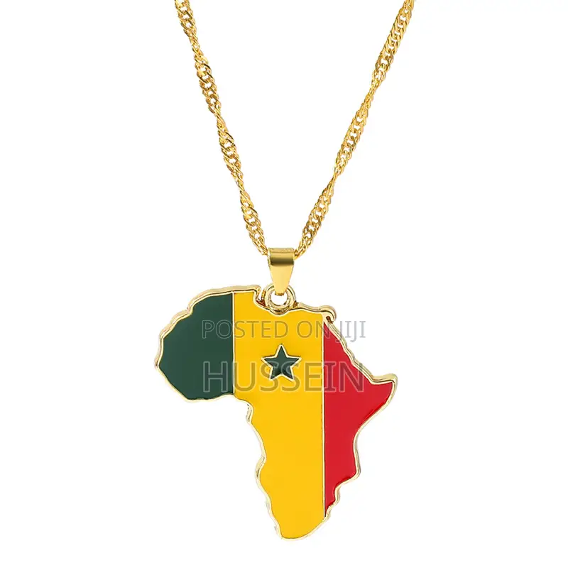 New National Map Flag Necklace Zambia Uganda Liberia