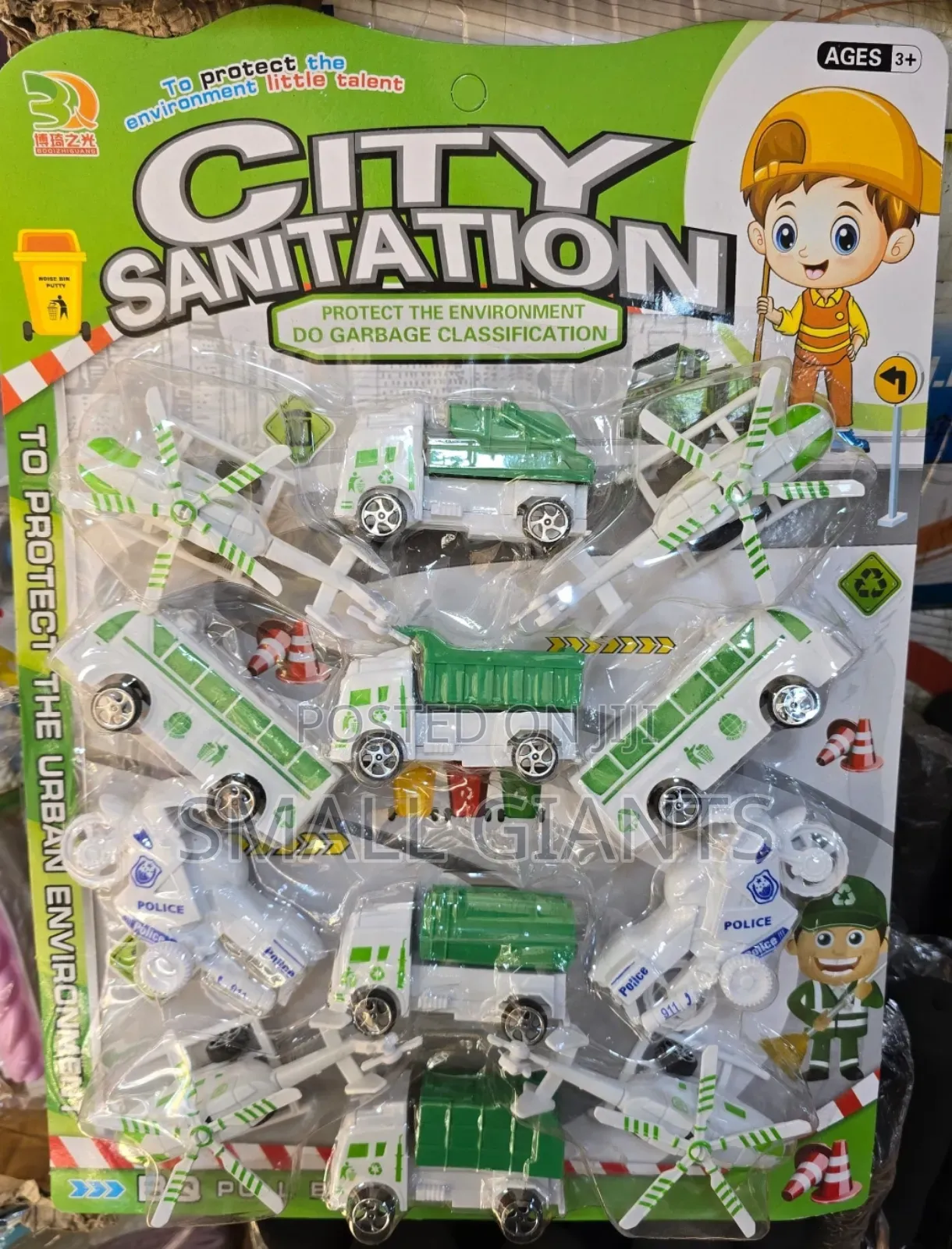 Children's Toy Set of Urban Environment Plastic Vehicles