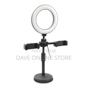 6-Inch Video Light LED Ring Fill Light Stand 2 Phone Clamps