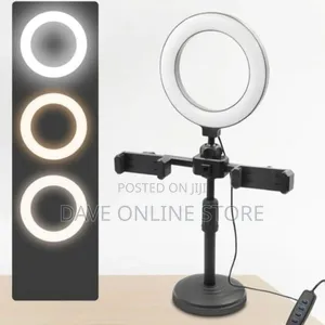 6-Inch Video Light LED Ring Fill Light Stand 2 Phone Clamps