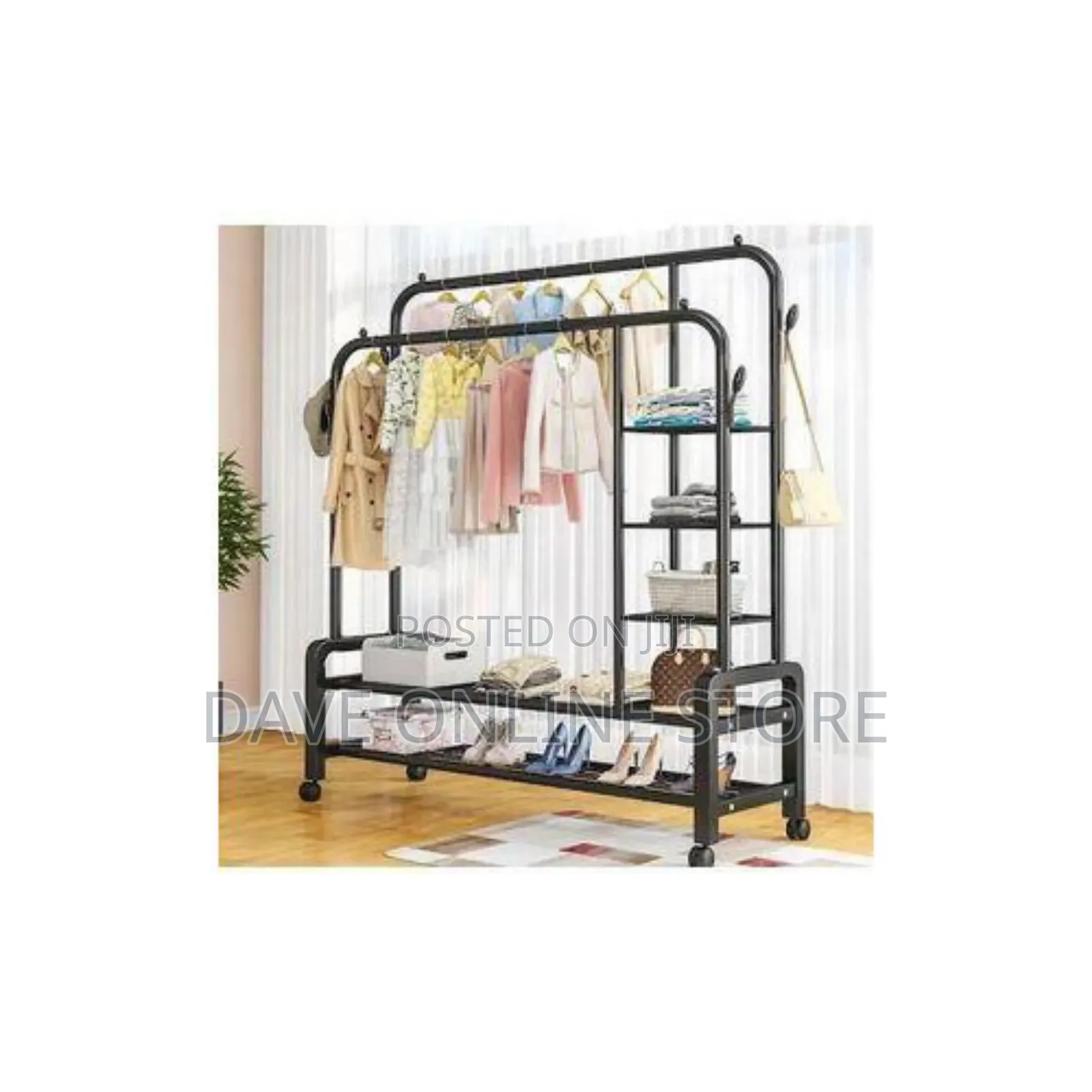 Double Line Carbon Steel Drying and Storage Cloth Rack
