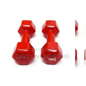 Photo - A Pair of 1kg Vinyl Dumbbells - Red