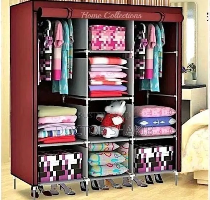 Home Fashion Wooden Frame 3 Column Cloth Wardrobe