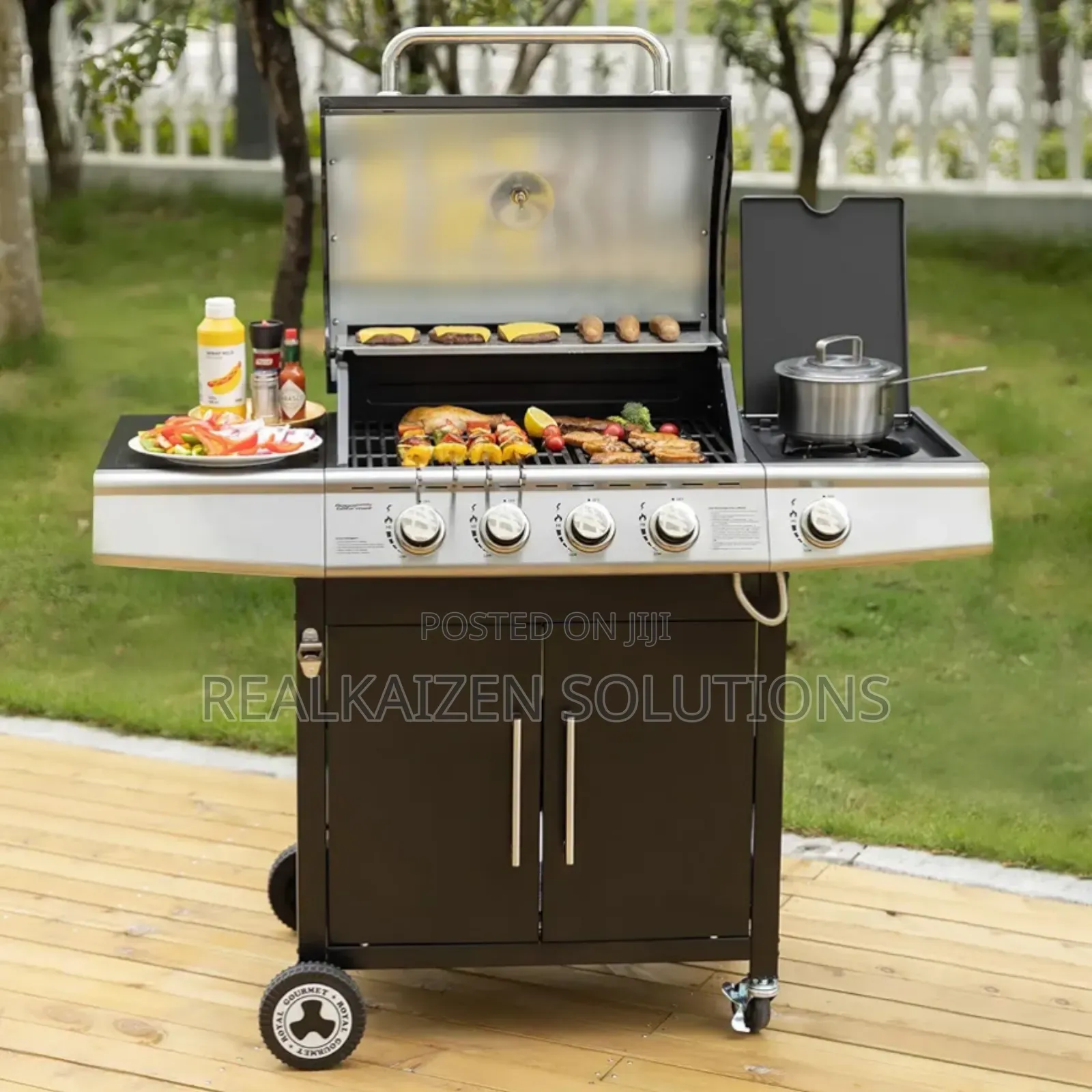USA ROYAL GOURMET| 5 Burner Black Matte Enamel BBQ Gas Grill