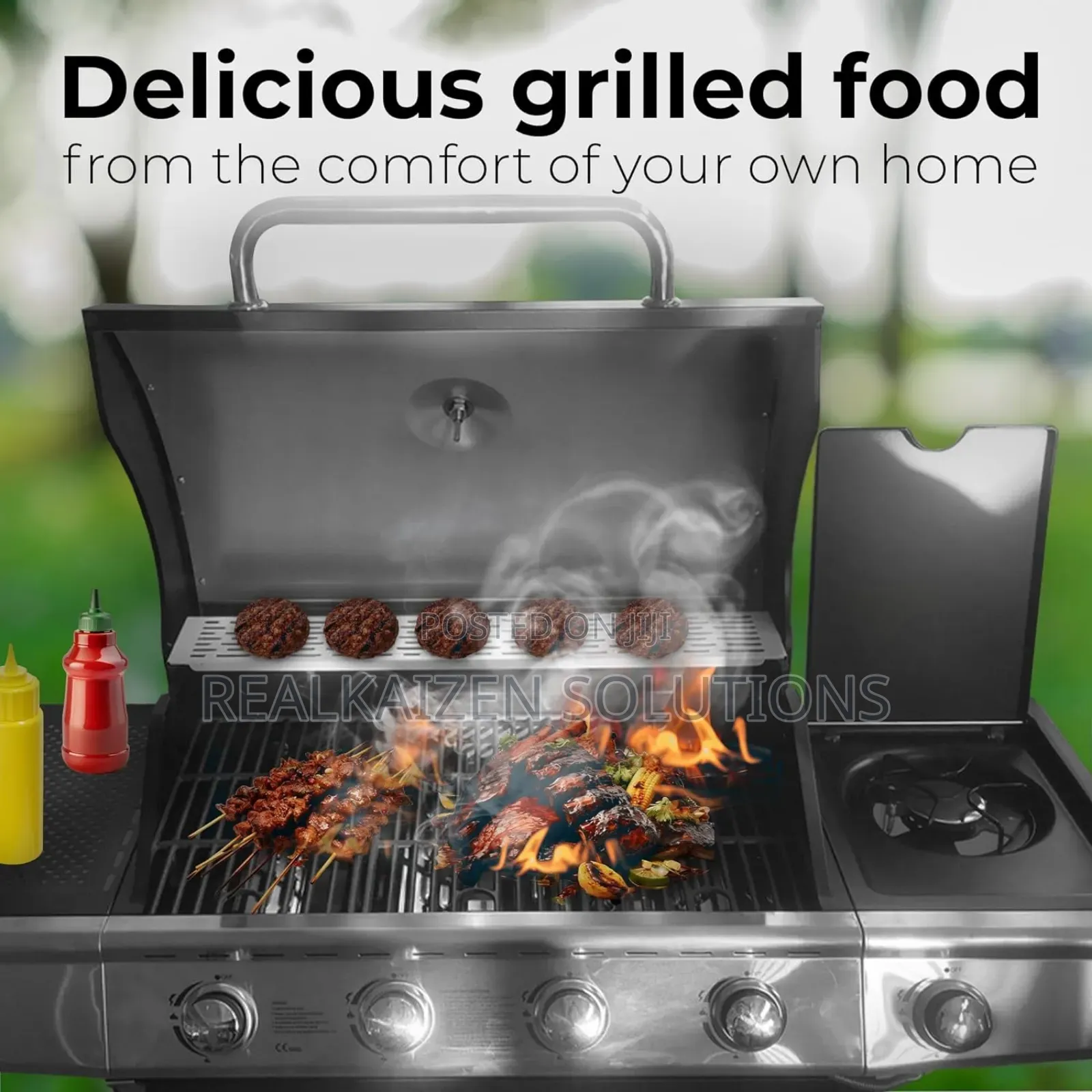 USA ROYAL GOURMET| 5 Burner Black Matte Enamel BBQ Gas Grill