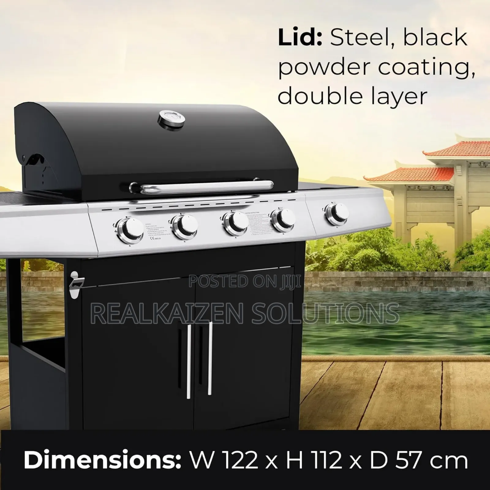 USA ROYAL GOURMET| 5 Burner Black Matte Enamel BBQ Gas Grill
