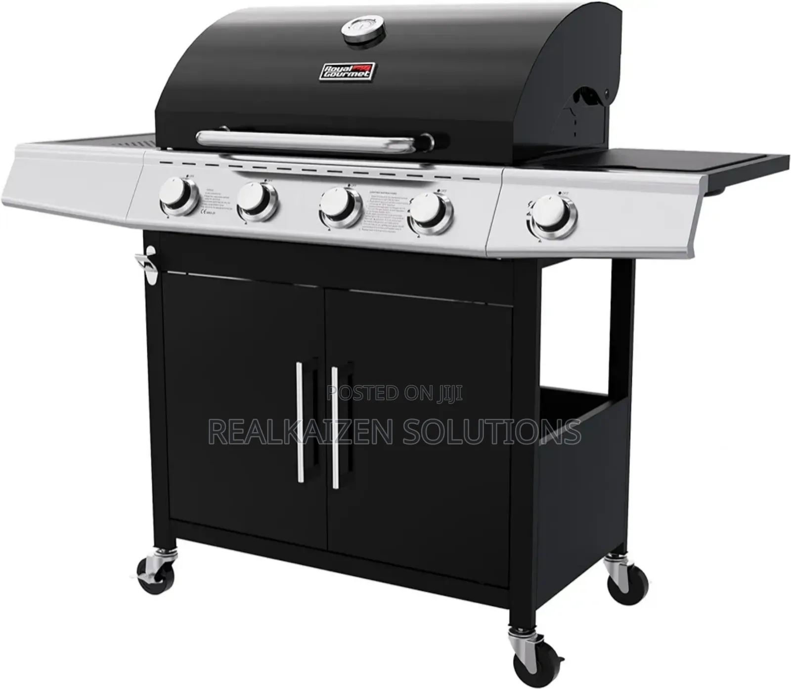 USA ROYAL GOURMET| 5 Burner Black Matte Enamel BBQ Gas Grill