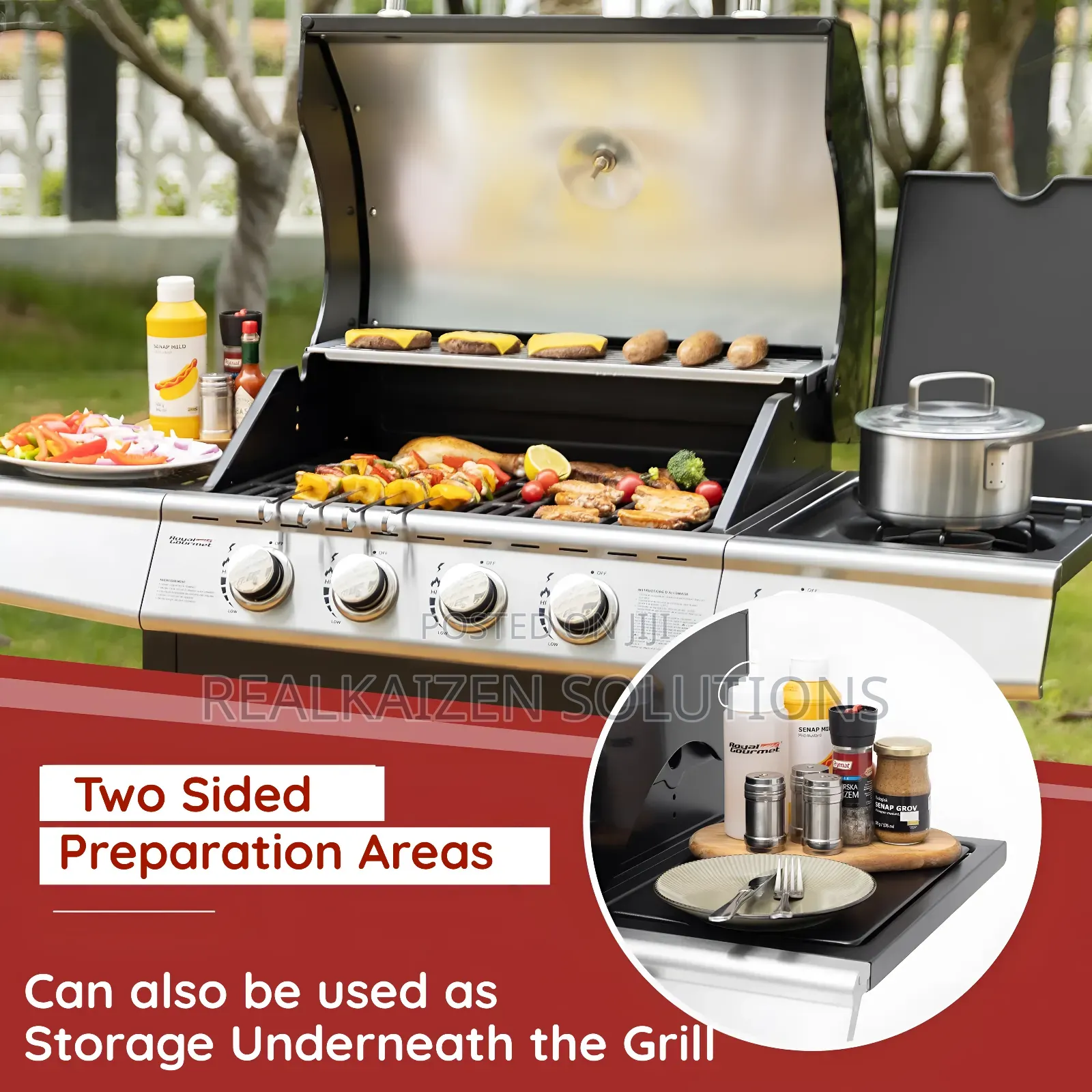 USA ROYAL GOURMET| 5 Burner Black Matte Enamel BBQ Gas Grill