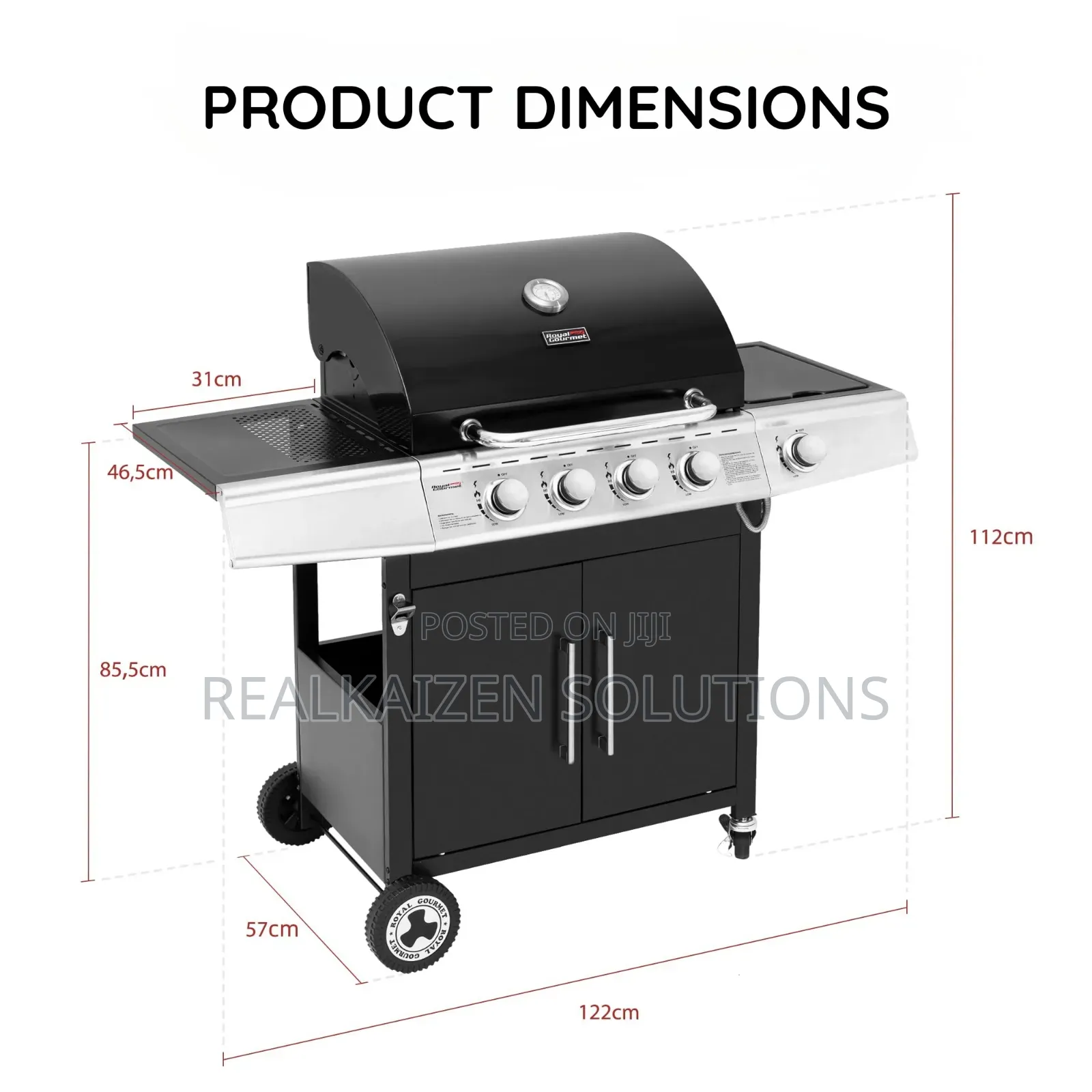 USA ROYAL GOURMET| 5 Burner Black Matte Enamel BBQ Gas Grill