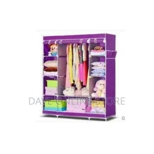 Photo - 3 Column Cloth Frame Portable Wardrobe Storage - Purple