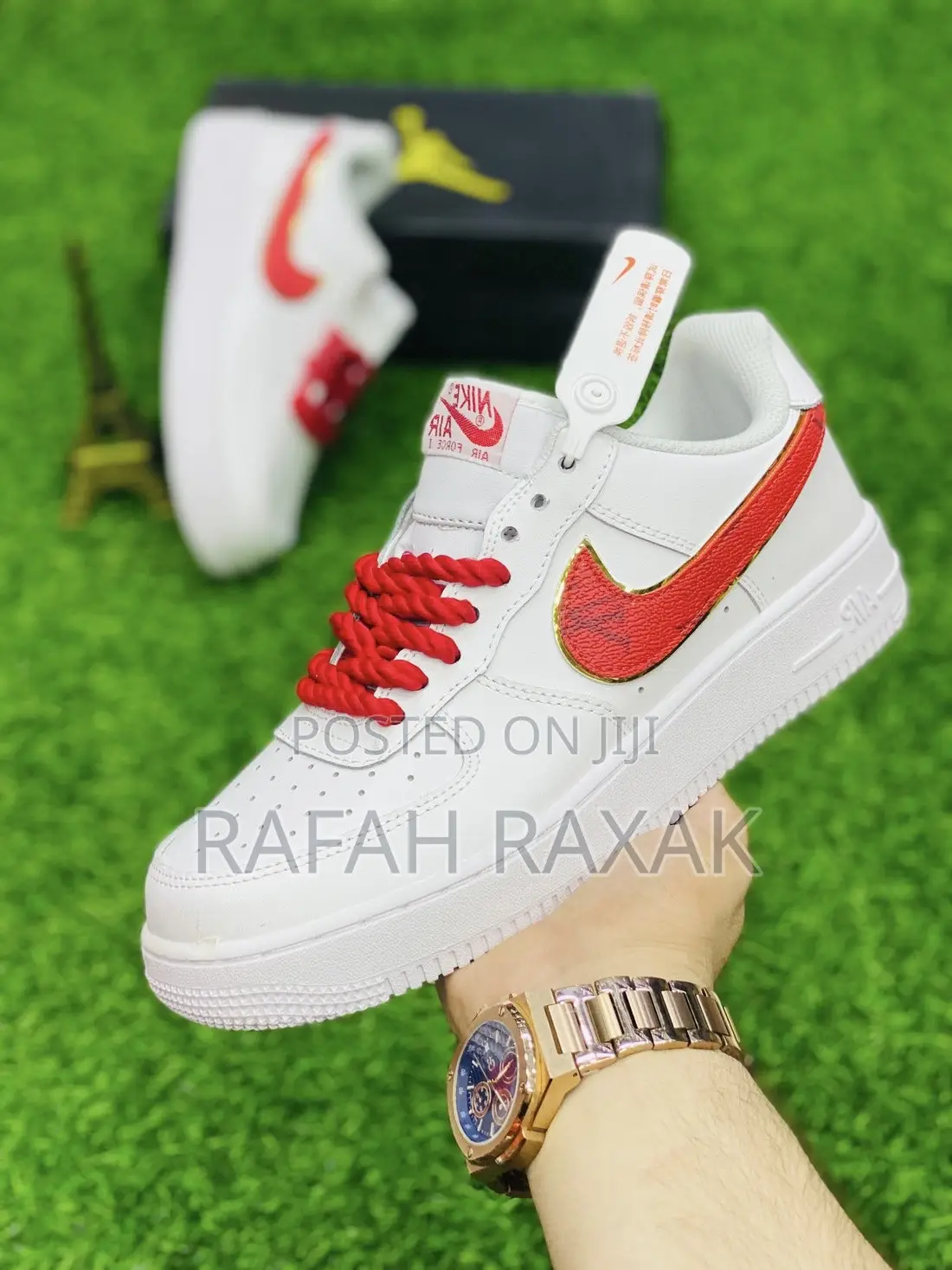 Original Nike Air Force 1 Triple White Red Big Lace Sneaker