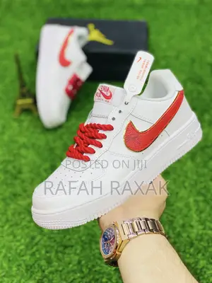 Original Nike Air Force 1 Triple White Red Big Lace Sneaker