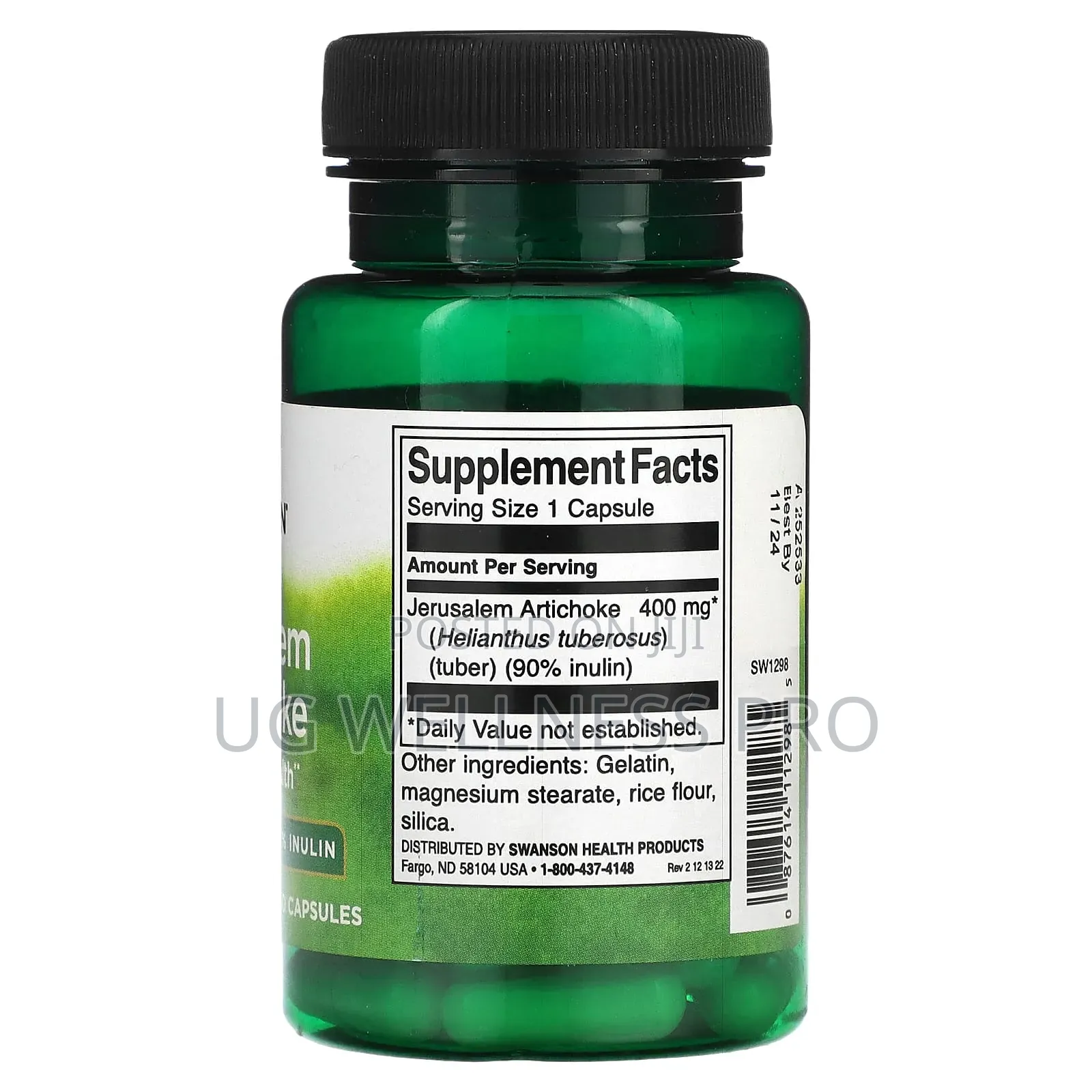 Swanson, Prebiotic Jerusalem Artichocke, 400 Mg, 60 Capsules