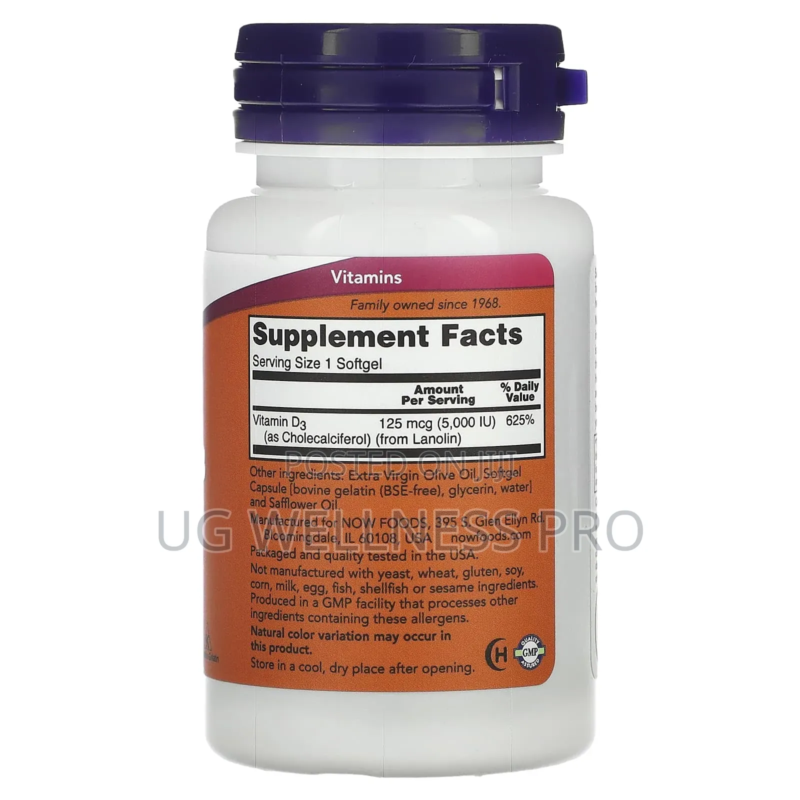 NOW Foods, Vitamin D3, High Potency, 5,000 IU, 120 Softgels