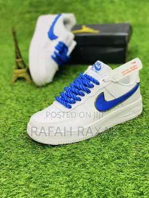 Original Big Laces Nike Air Force 1 White/Blue Sneakers