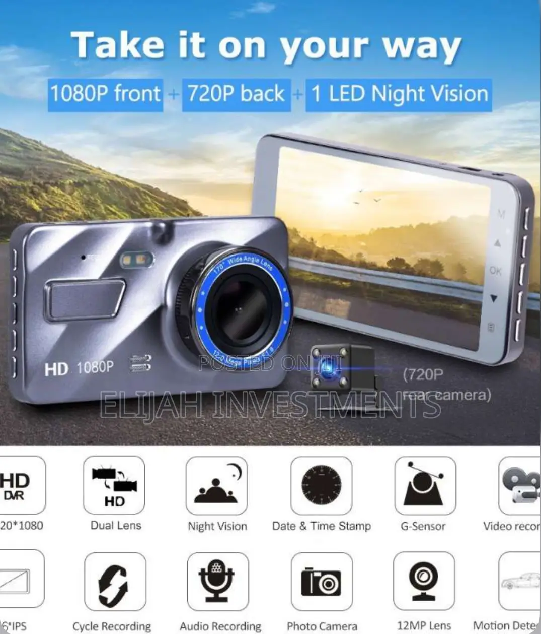 Car Dash Board Rear and Front Camera