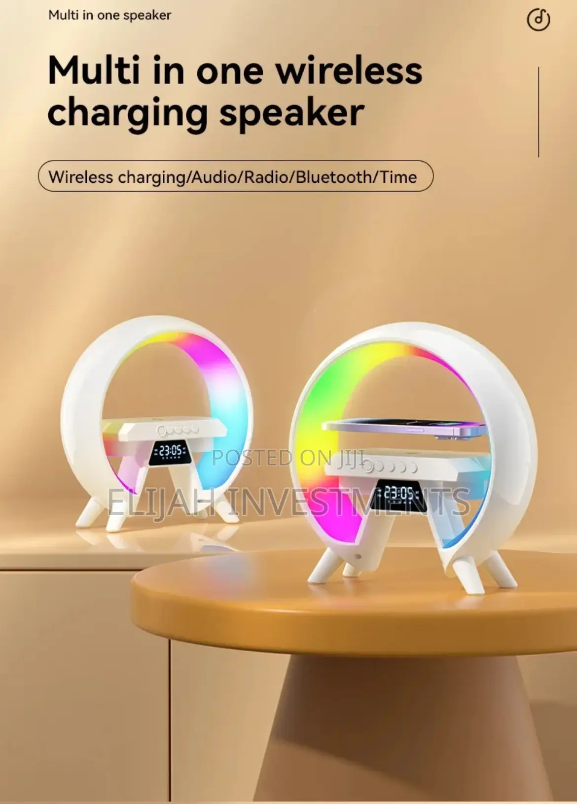 Multi in One Wireless Charging Speaker With LED Lighting