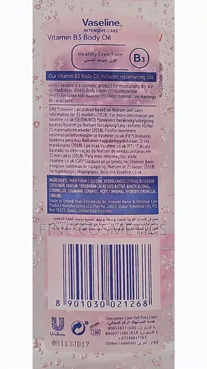 Vaseline Even Tone Vitamin B3 Dry Skin Moisturizing Body Oil