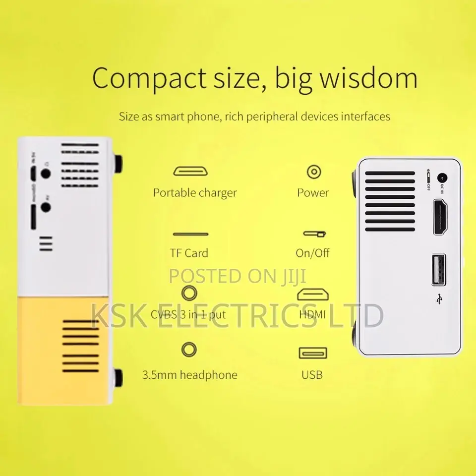 LED Mini Projector Supports 1080P USB Audio Media Video