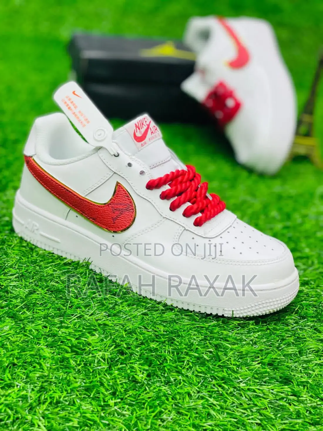 Original Big Sole White/Red Air Force 1 Sneakers