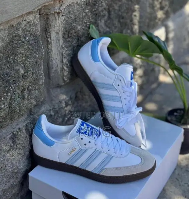 ★人気★ Adidas Samba OG Core White Halo Blue Adidas Samba OG Core White Halo Blue Gum ID2055 Men Casual