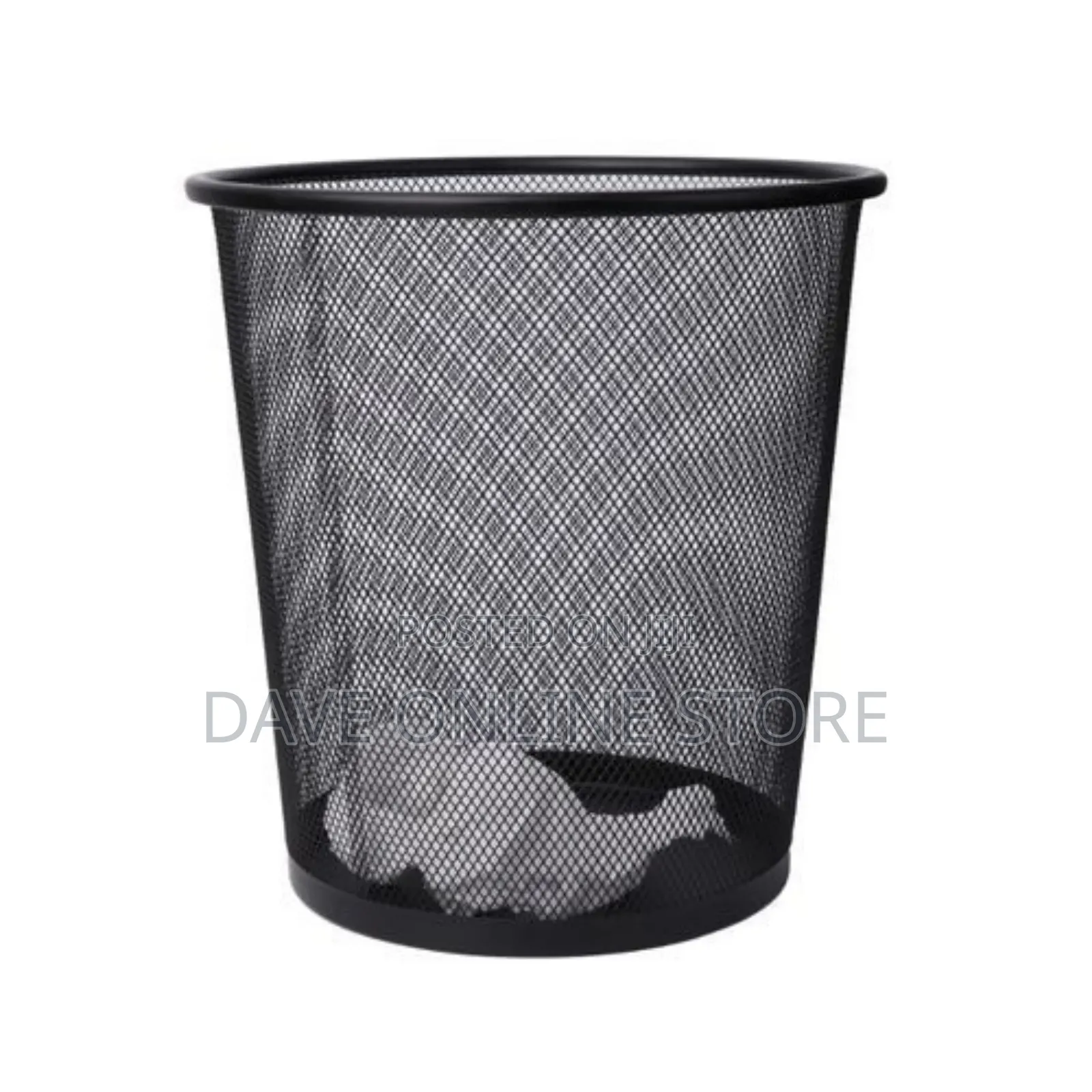 Metallic Mesh Trash Can Dustbin-Black