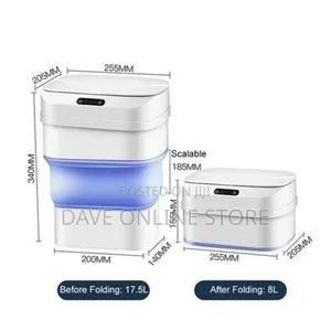 Automatic Smart Sensor Folding Trash Can Dustbin- White.