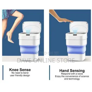 Automatic Smart Sensor Folding Trash Can Dustbin- White.