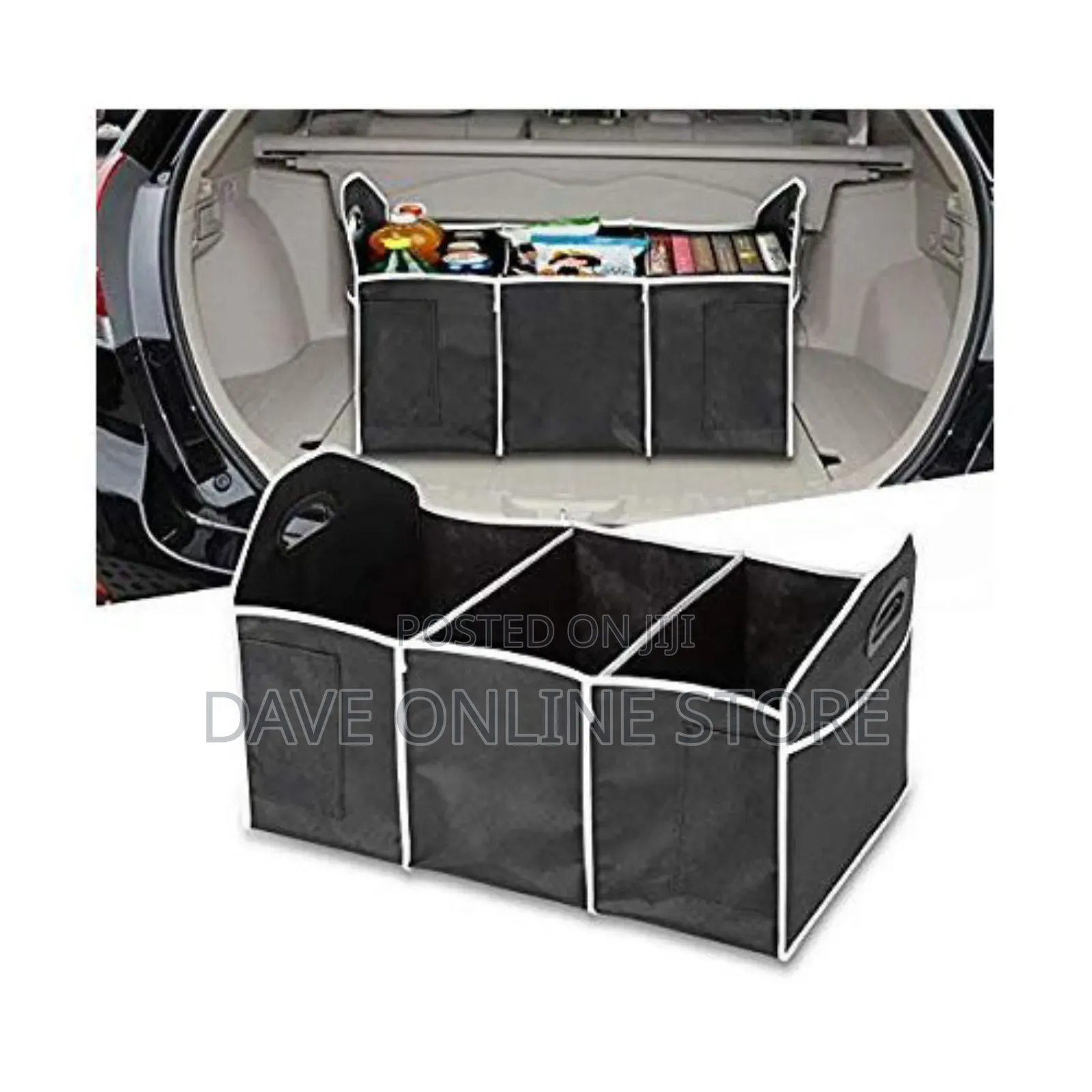 Car Trunk Organizer, 3large Section of Storage - Black