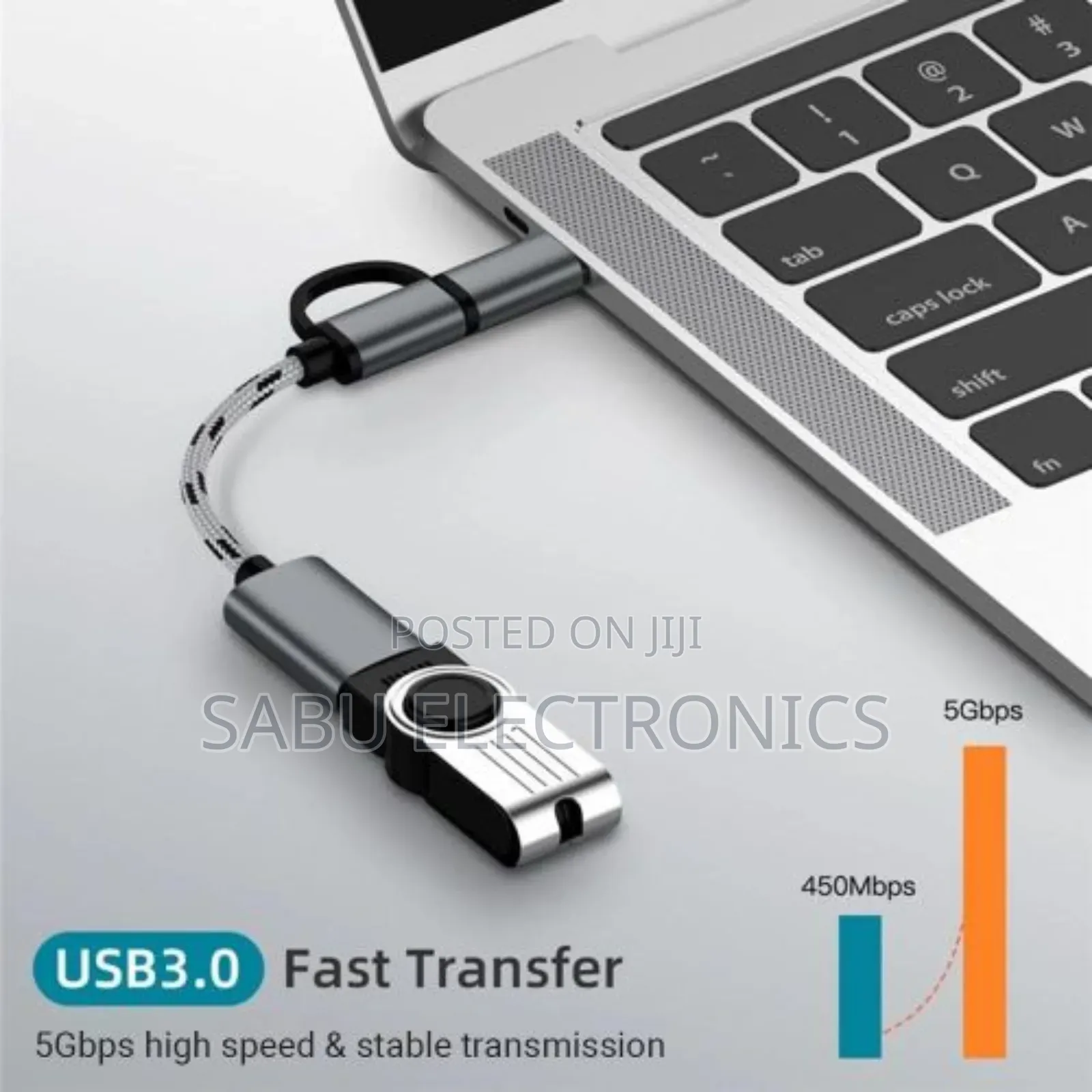 2-in-1 OTG Type-C Adapter - 2 Ports in 1- 3.0