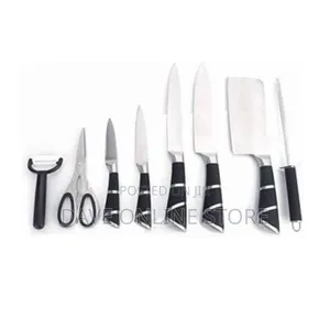 9 PCS Kitchen Knife Set With 360° Rotating Acrylic Stand,