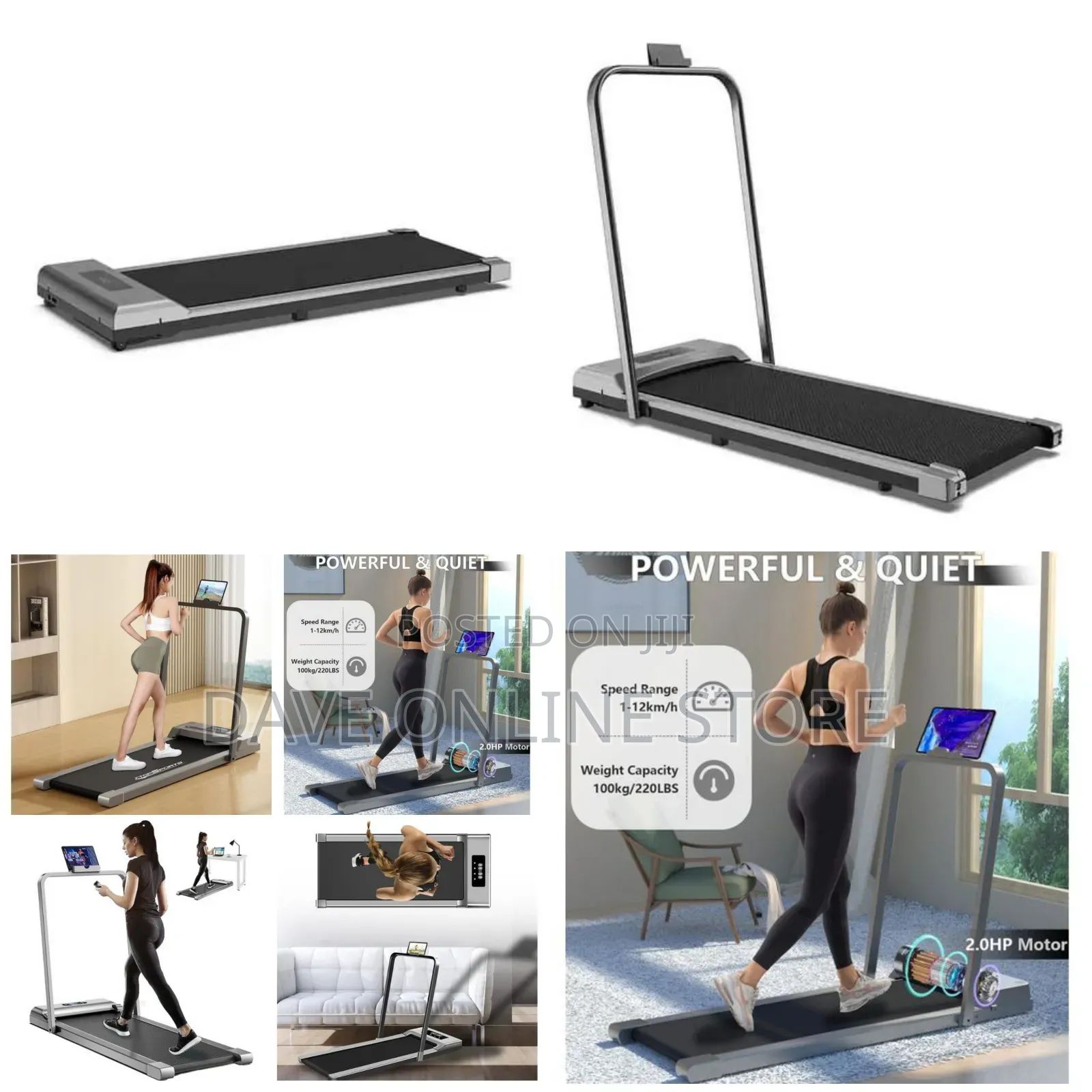 Electric Foldable Walking Pads Treadmill for Exercises Black