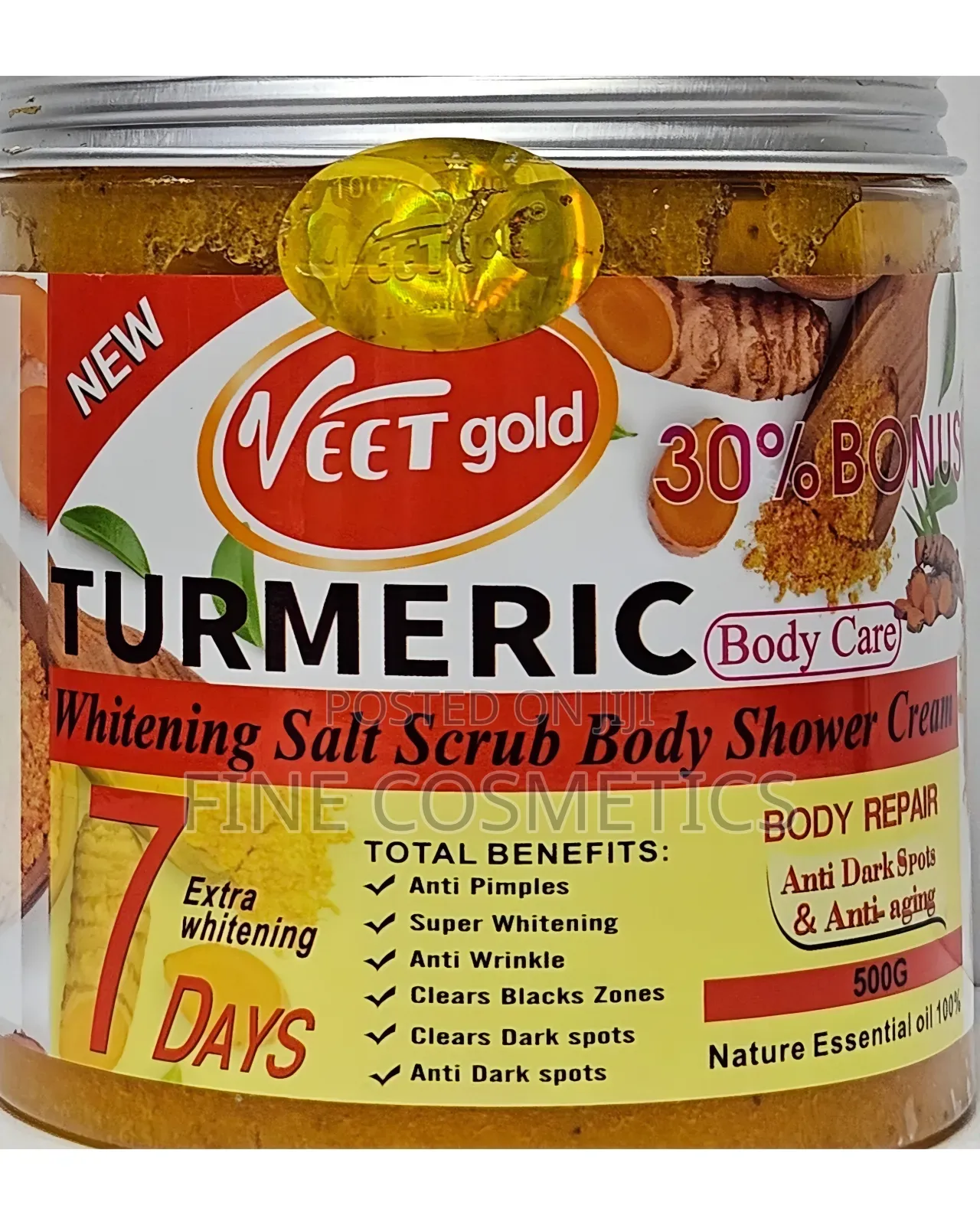 VEETGOLD Turmeric Whitening Salt Scrub Body Shower Cream.