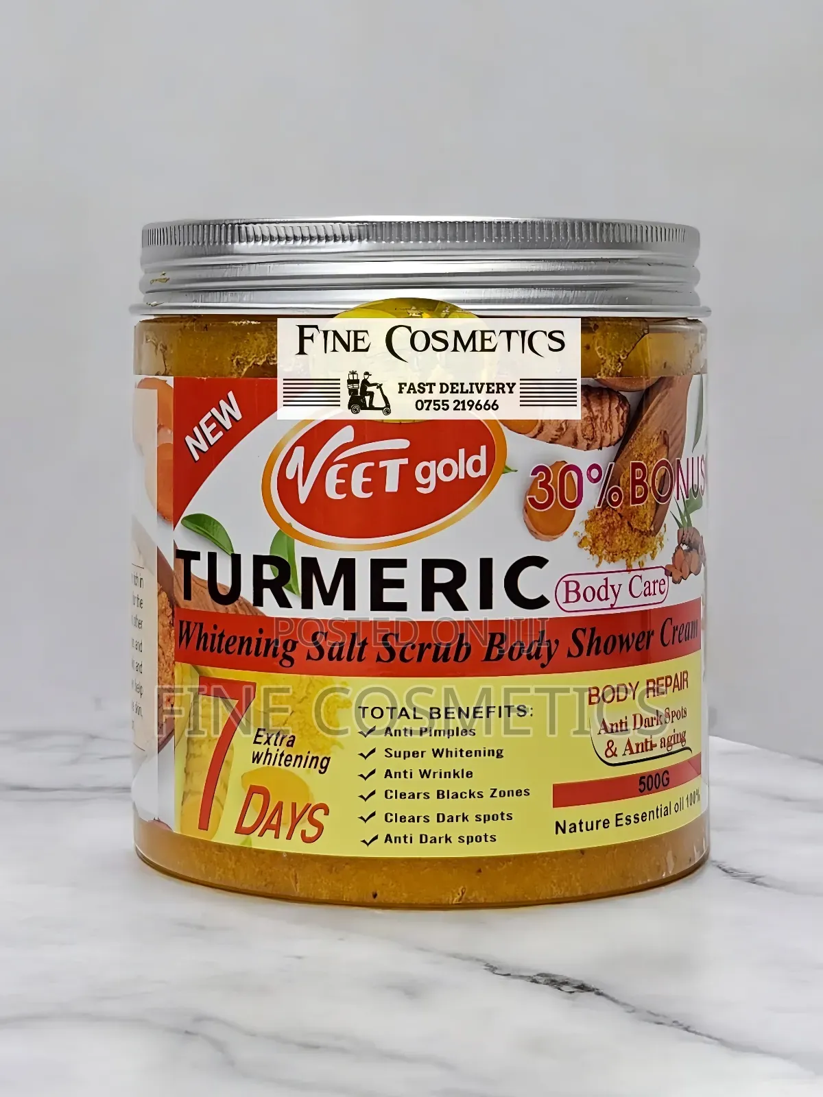 VEETGOLD Turmeric Whitening Salt Scrub Body Shower Cream.
