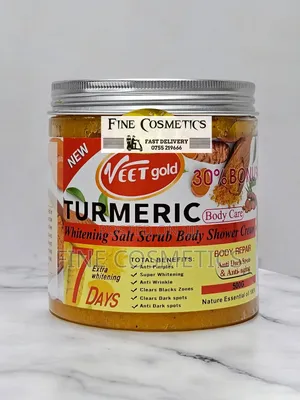 VEETGOLD Turmeric Whitening Salt Scrub Body Shower Cream.