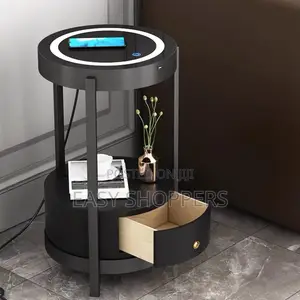 Photo - Black Smart Led Nightstand With Drawers