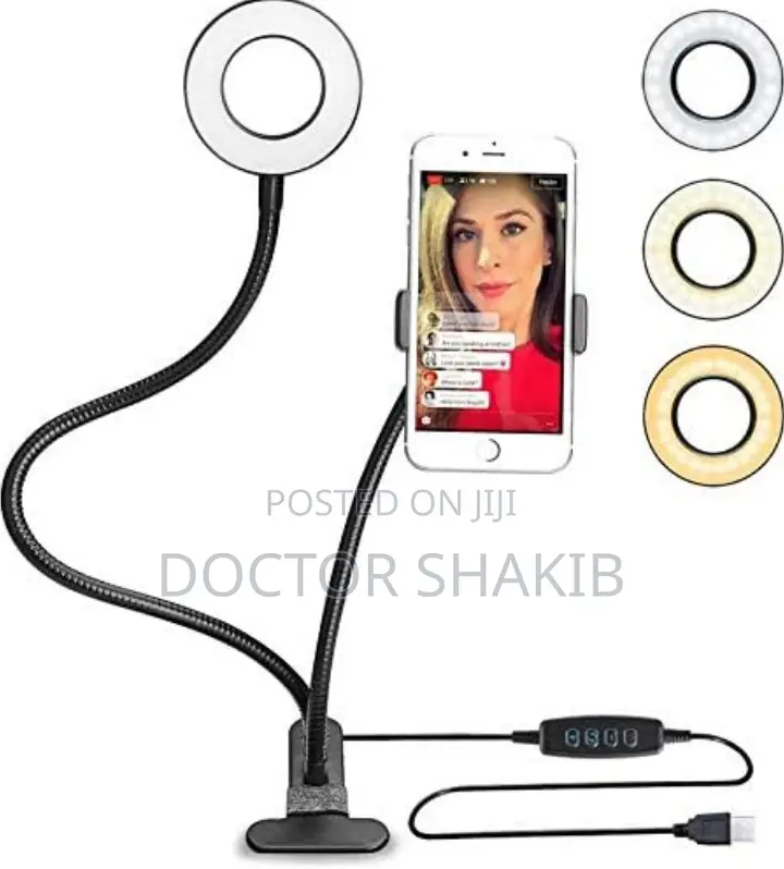 Dimmable Led Selfie 4'' Ring Light With Phone Holder