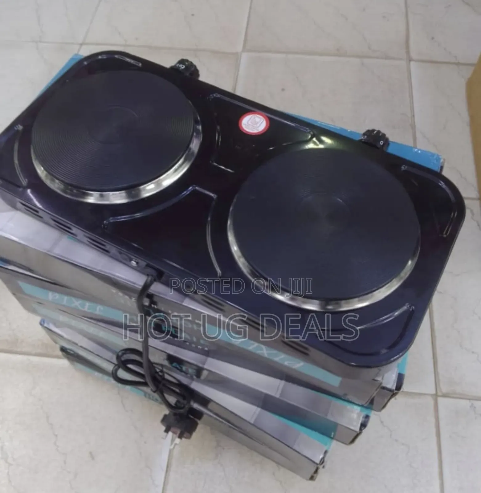 Pixel Double Electric Hot Plate With Indicator Light - Black