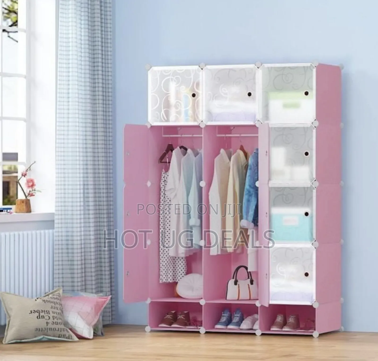 Home Fashion Elegant Plastic Wardrobe - Pink - Not Assembled