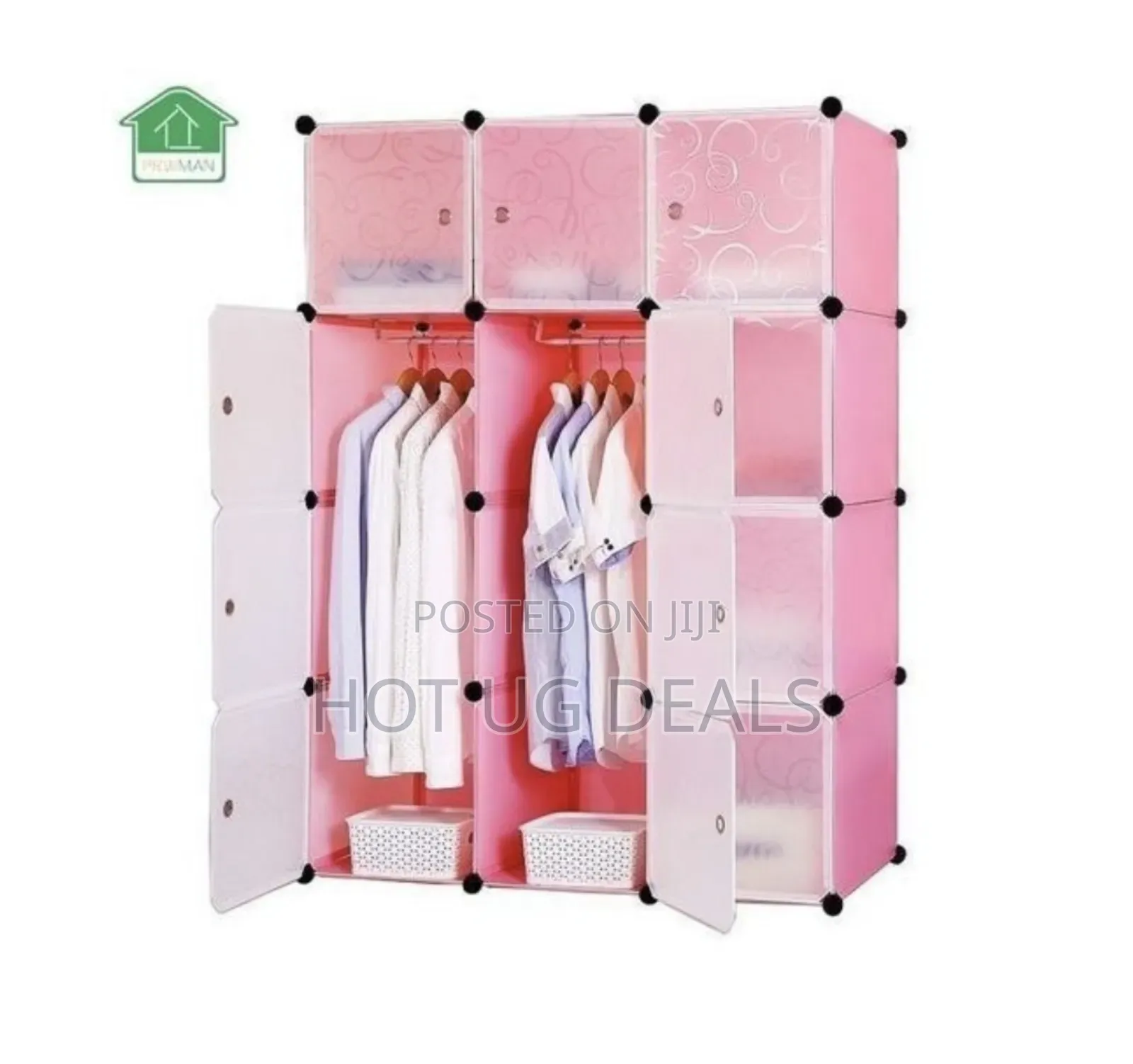Home Fashion Elegant Plastic Wardrobe - Pink - Not Assembled