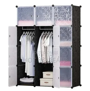 Photo - 3 Column Plastic Closet - Gray, Black Transparent