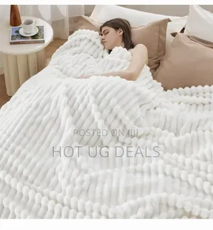 5x6 Soft Coral Fleece Light Weight Blanket- White