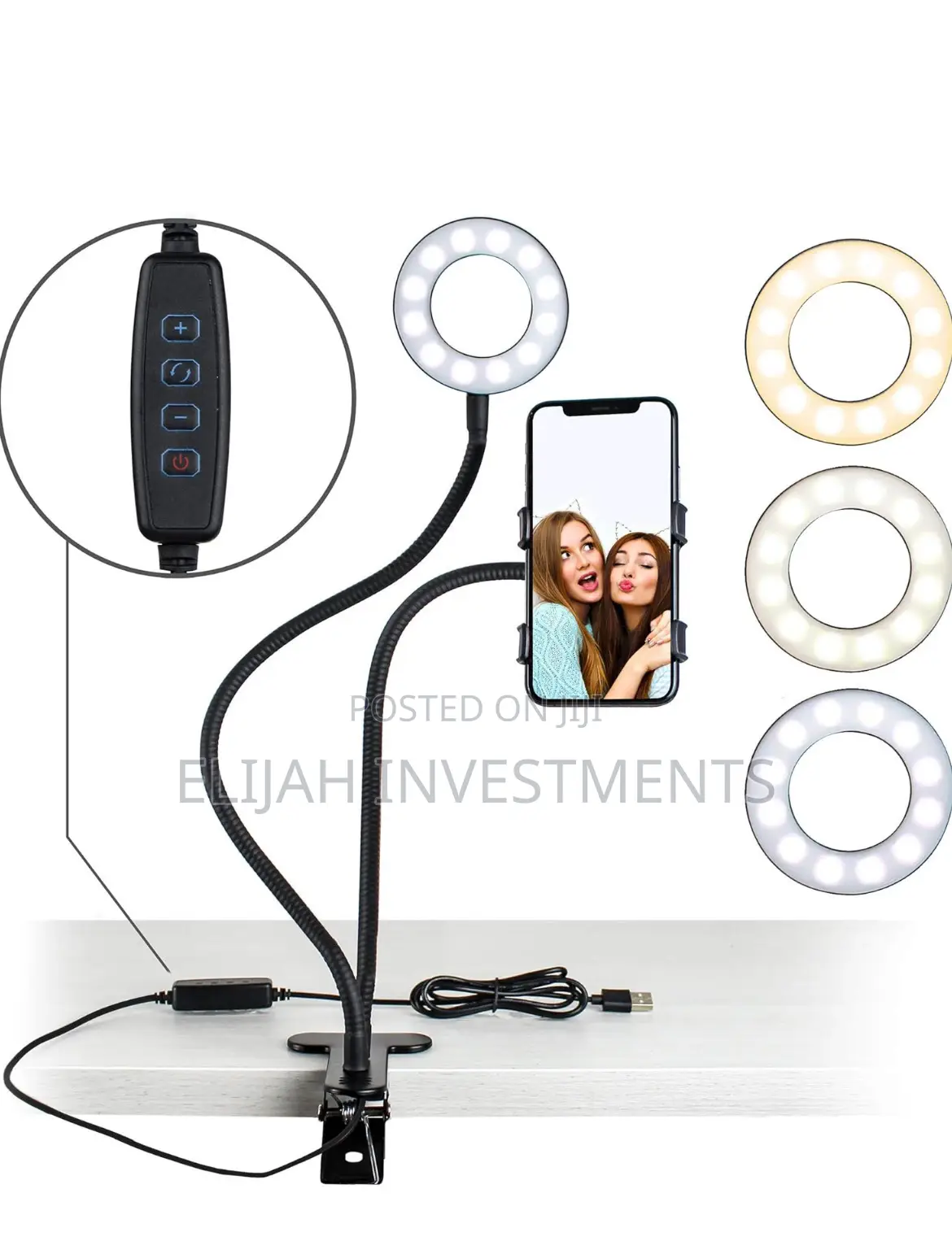 Selfie Ring Light With 24”Gooseneck Stand Cell Phone Holder