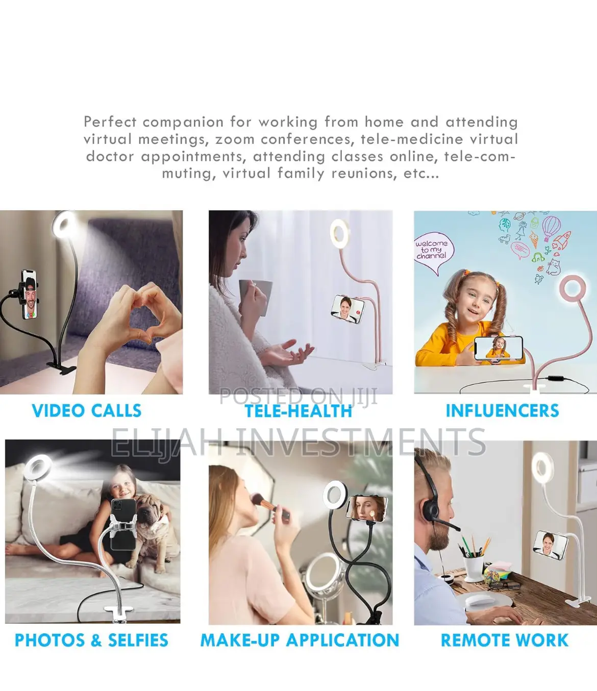 Selfie Ring Light With 24”Gooseneck Stand Cell Phone Holder
