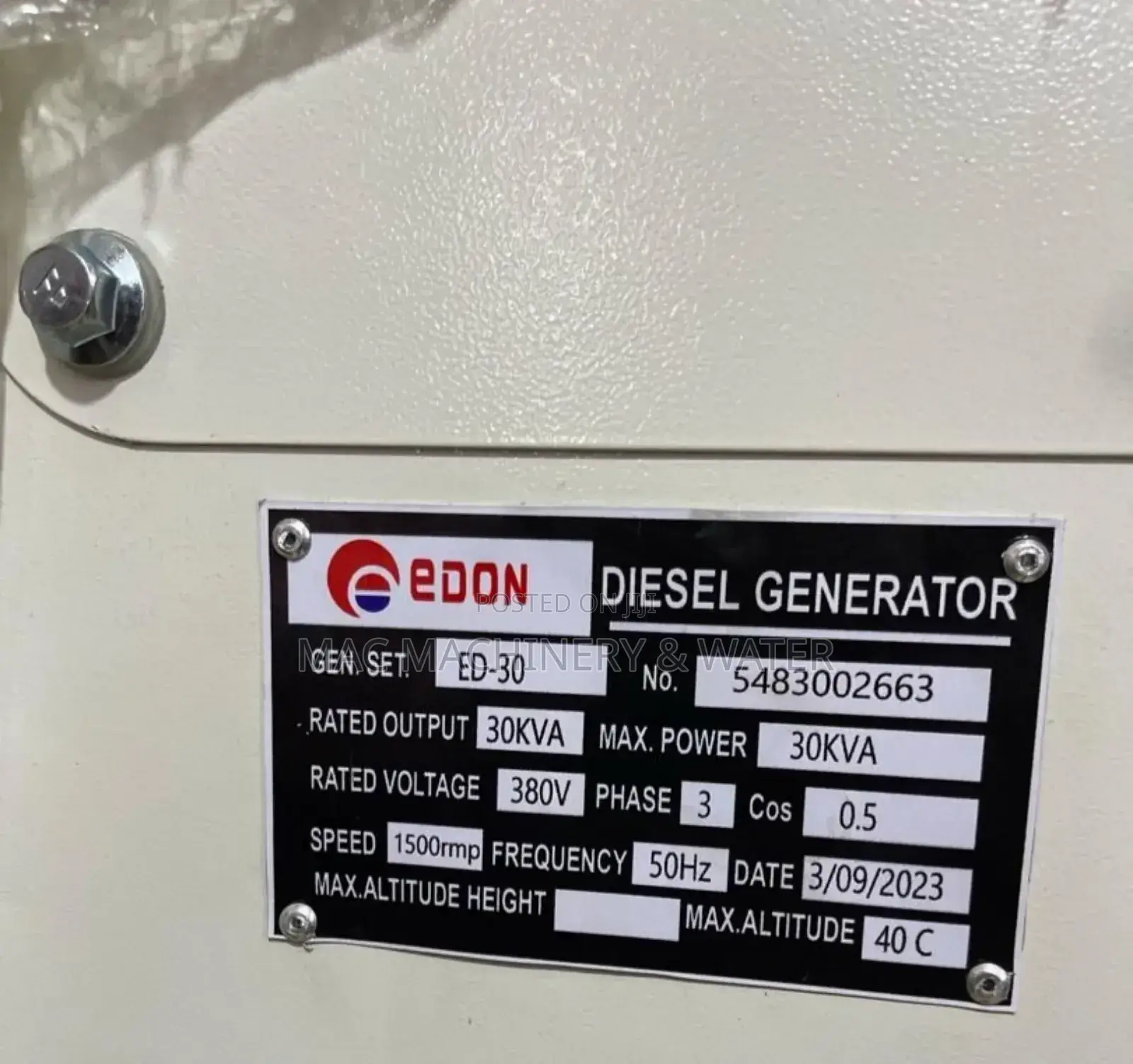 Diesel Standby Generator Set 30kva